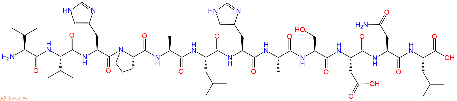 专肽生物产品H2N-Val-Val-His-Pro-Ala-Leu-His-Ala-Ser-Asp-Asn-Leu-OH