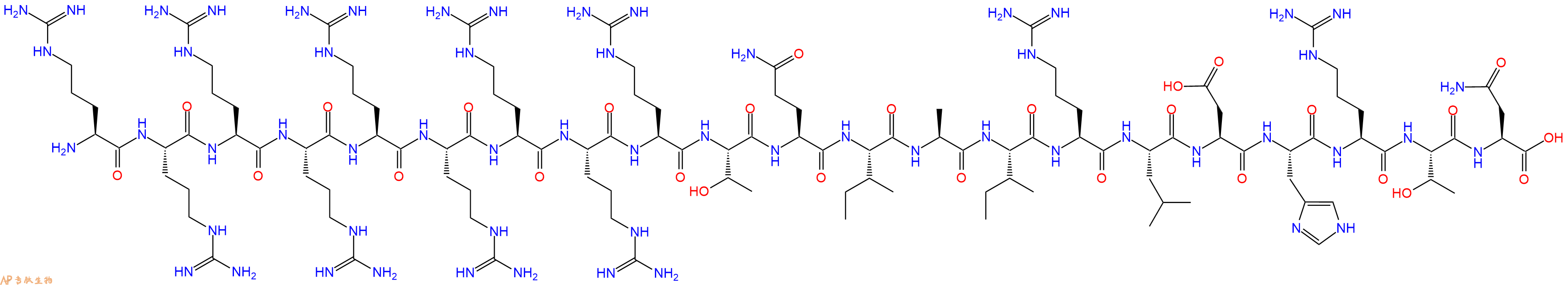 专肽生物产品H2N-Arg-Arg-Arg-Arg-Arg-Arg-Arg-Arg-Arg-Thr-Gln-Ile-Ala-Ile-Arg-Leu-Asp-His-Arg-Thr-Asn-OH
