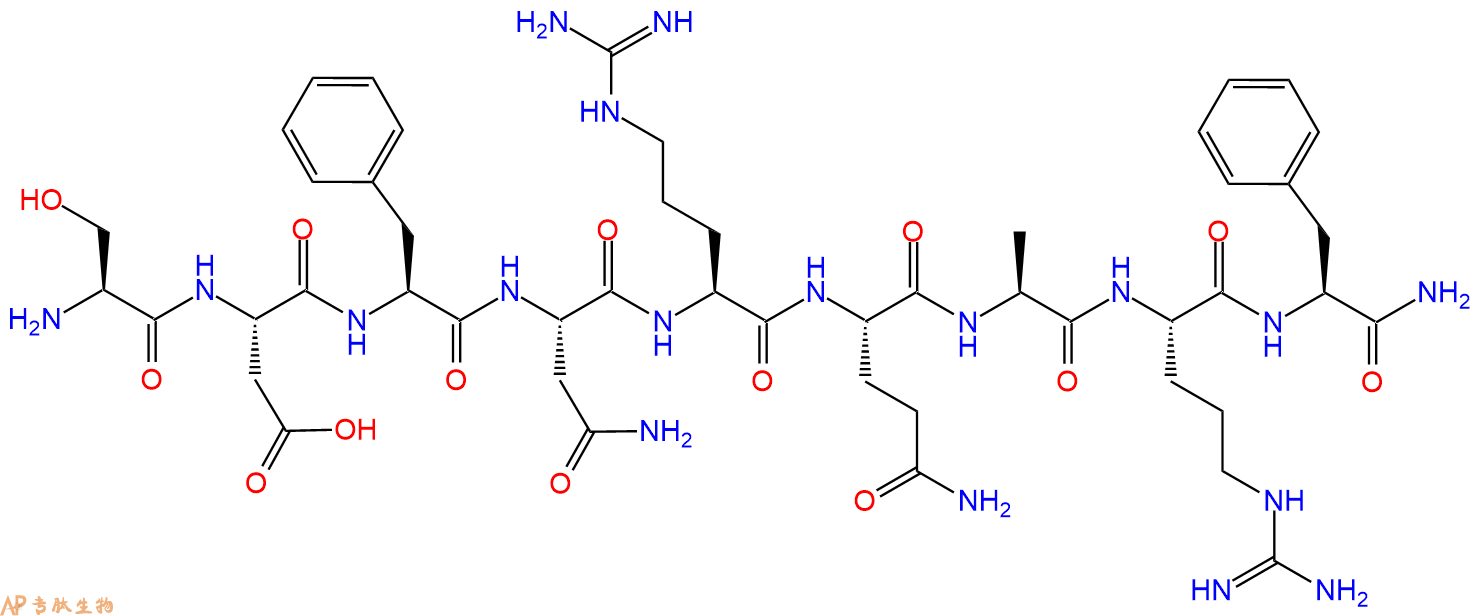 专肽生物产品H2N-Ser-Asp-Phe-Asn-Arg-Gln-Ala-Arg-Phe-CONH2