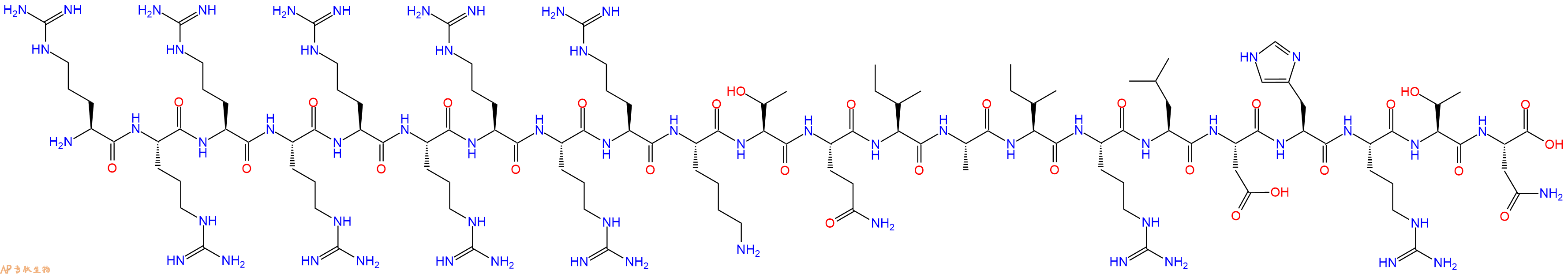 专肽生物产品H2N-Arg-Arg-Arg-Arg-Arg-Arg-Arg-Arg-Arg-Lys-Thr-Gln-Ile-Ala-Ile-Arg-Leu-Asp-His-Arg-Thr-Asn-OH