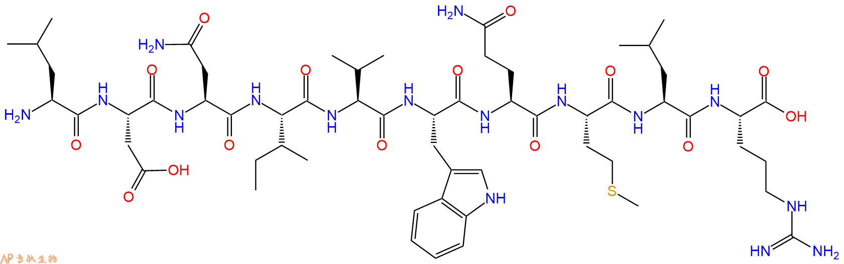 专肽生物产品H2N-Leu-Asp-Asn-Ile-Val-Trp-Gln-Met-Leu-Arg-OH