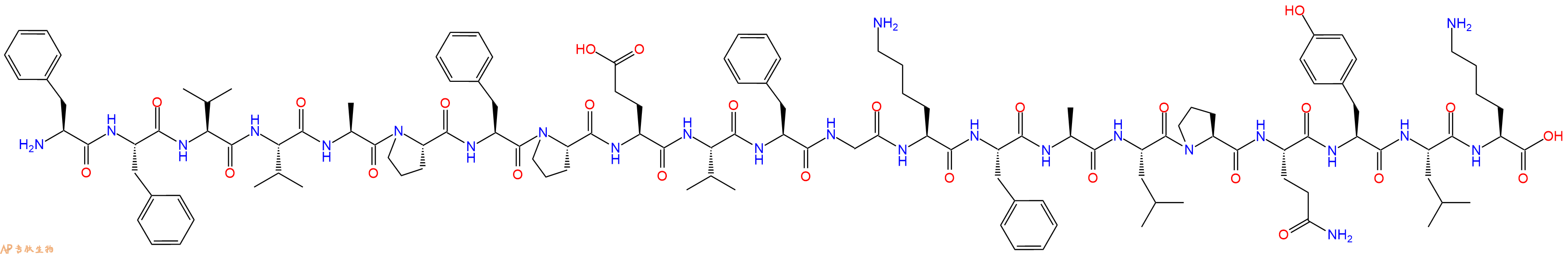 专肽生物产品H2N-Phe-Phe-Val-Val-Ala-Pro-Phe-Pro-Glu-Val-Phe-Gly-Lys-Phe-Ala-Leu-Pro-Gln-Tyr-Leu-Lys-OH