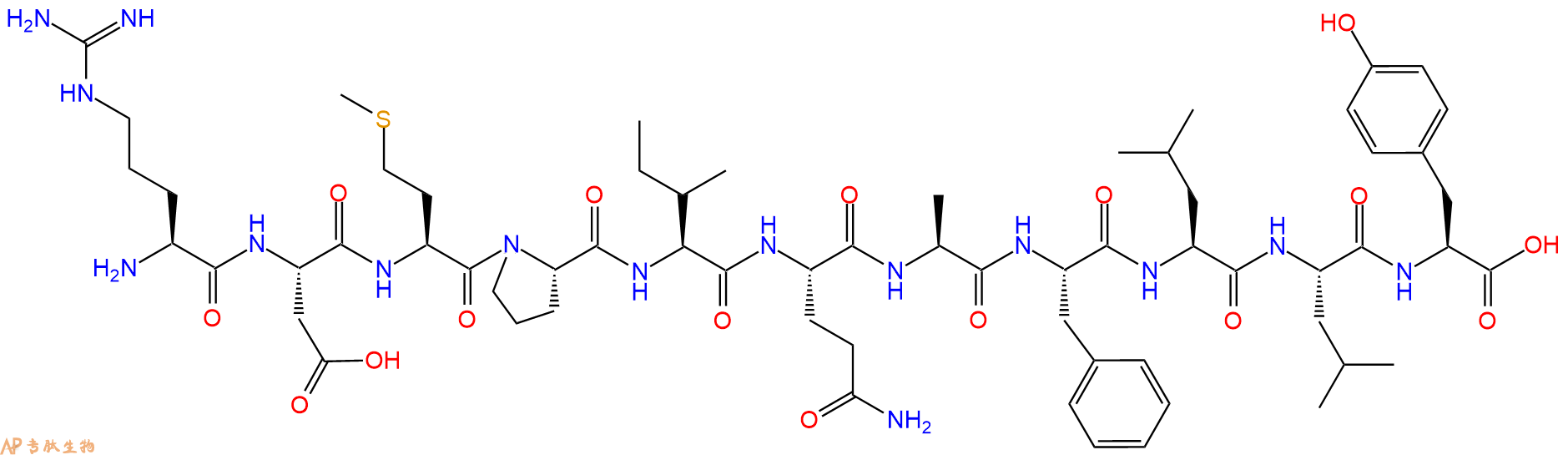 专肽生物产品H2N-Arg-Asp-Met-Pro-Ile-Gln-Ala-Phe-Leu-Leu-Tyr-OH