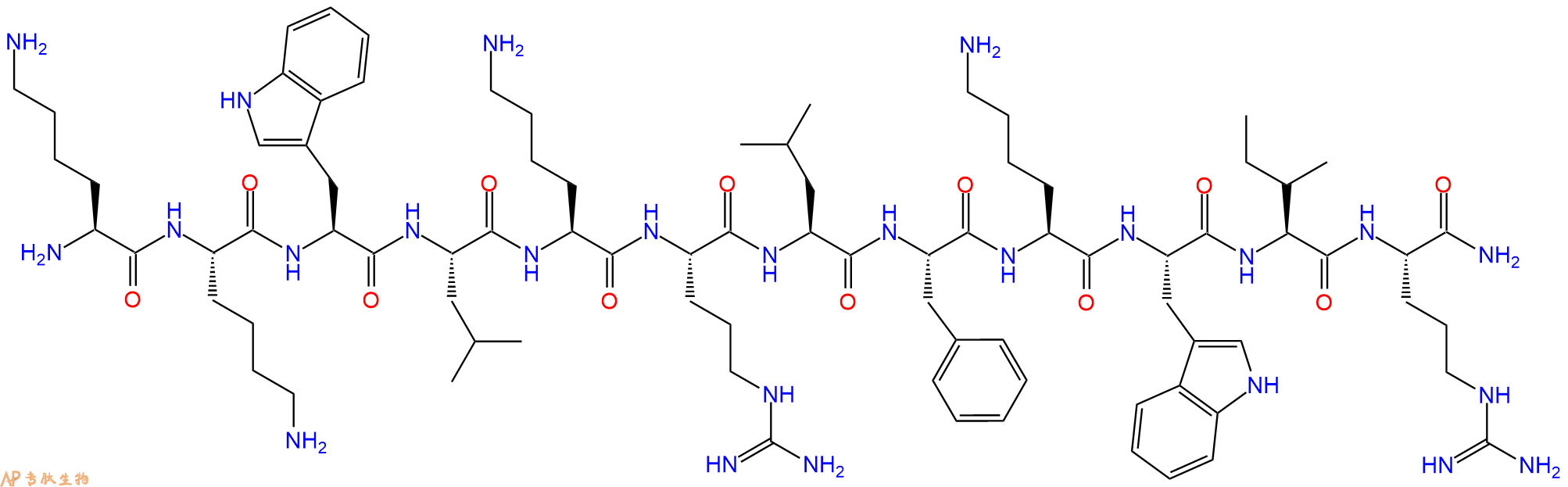 专肽生物产品H2N-Lys-Lys-Trp-Leu-Lys-Arg-Leu-Phe-Lys-Trp-Ile-Arg-CONH2