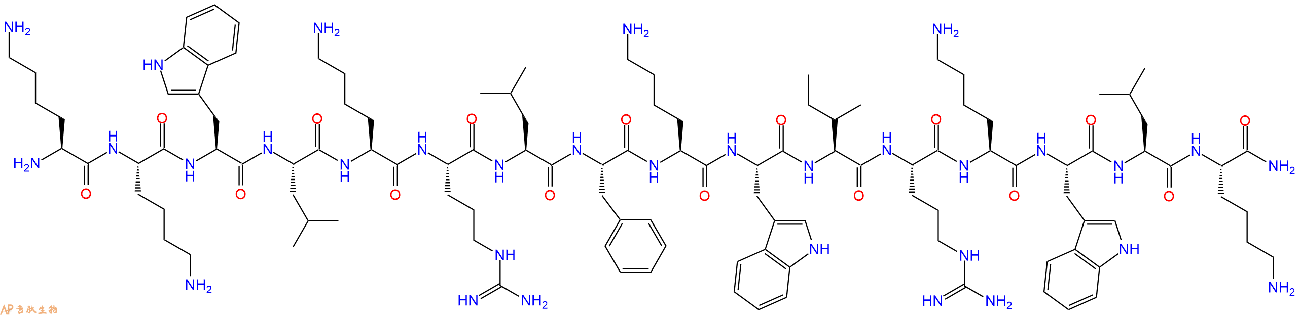 专肽生物产品H2N-Lys-Lys-Trp-Leu-Lys-Arg-Leu-Phe-Lys-Trp-Ile-Arg-Lys-Trp-Leu-Lys-CONH2