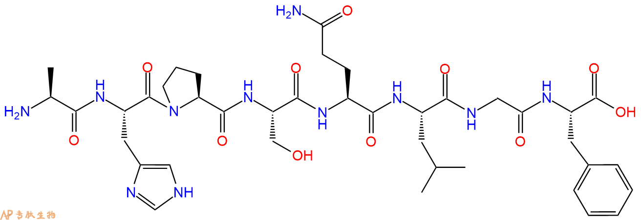 专肽生物产品H2N-Ala-His-Pro-Ser-Gln-Leu-Gly-Phe-OH