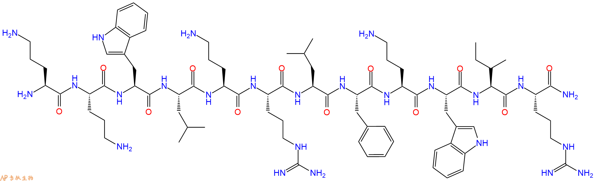 专肽生物产品H2N-Orn-Orn-Trp-Leu-Orn-Arg-Leu-Phe-Orn-Trp-Ile-Arg-CONH2