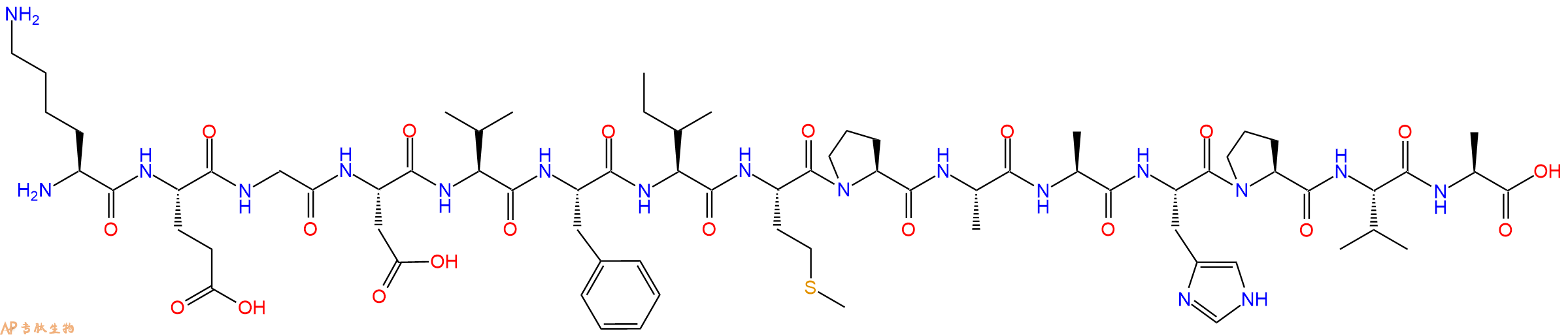 专肽生物产品H2N-Lys-Glu-Gly-Asp-Val-Phe-Ile-Met-Pro-Ala-Ala-His-Pro-Val-Ala-OH