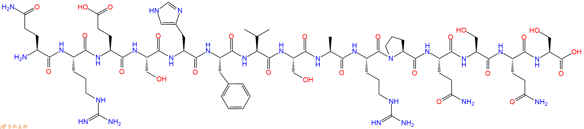 专肽生物产品H2N-Gln-Arg-Glu-Ser-His-Phe-Val-Ser-Ala-Arg-Pro-Gln-Ser-Gln-Ser-OH