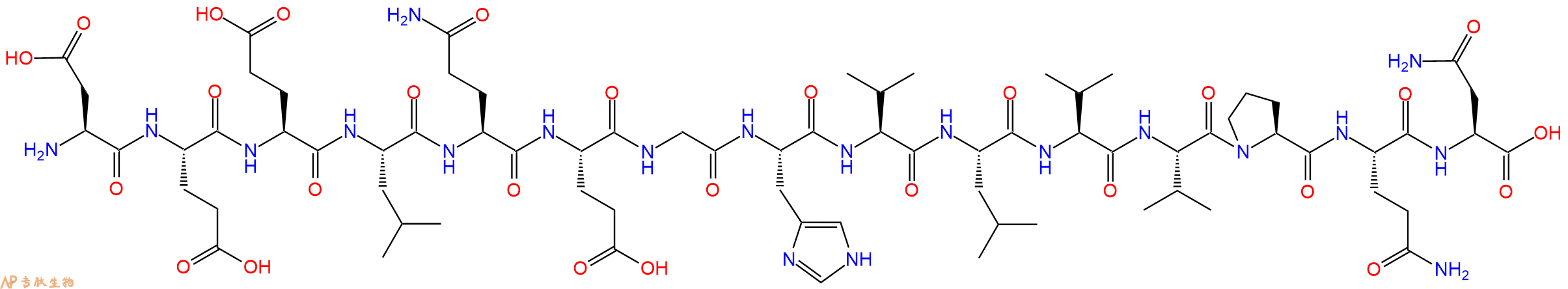 专肽生物产品H2N-Asp-Glu-Glu-Leu-Gln-Glu-Gly-His-Val-Leu-Val-Val-Pro-Gln-Asn-OH