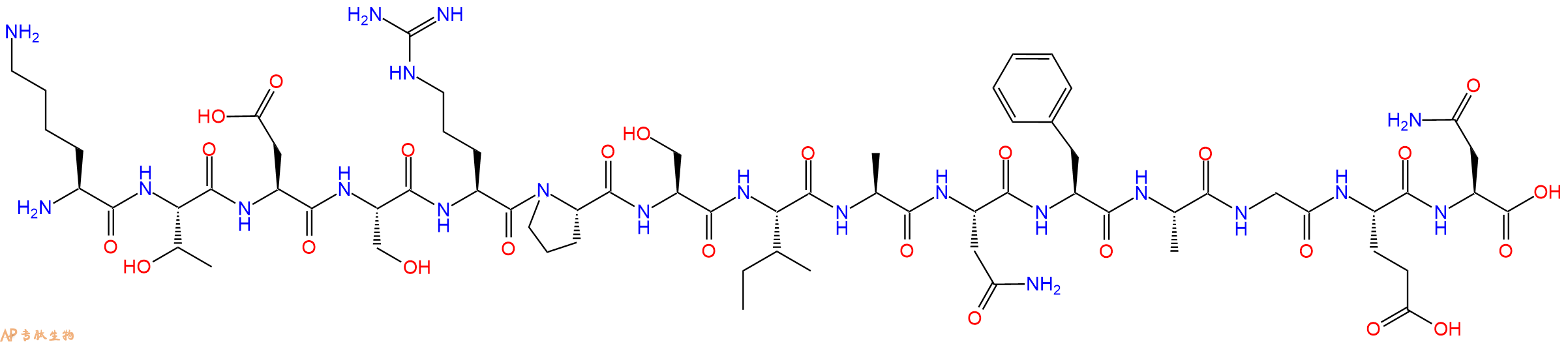 专肽生物产品H2N-Lys-Thr-Asp-Ser-Arg-Pro-Ser-Ile-Ala-Asn-Phe-Ala-Gly-Glu-Asn-OH