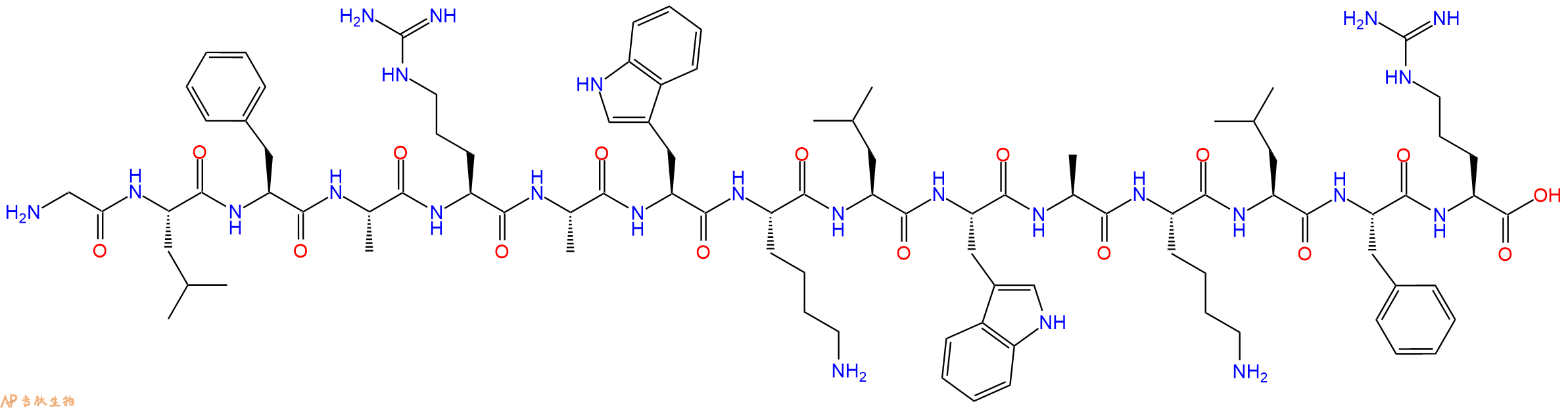 专肽生物产品H2N-Gly-Leu-Phe-Ala-Arg-Ala-Trp-Lys-Leu-Trp-Ala-Lys-Leu-Phe-Arg-OH