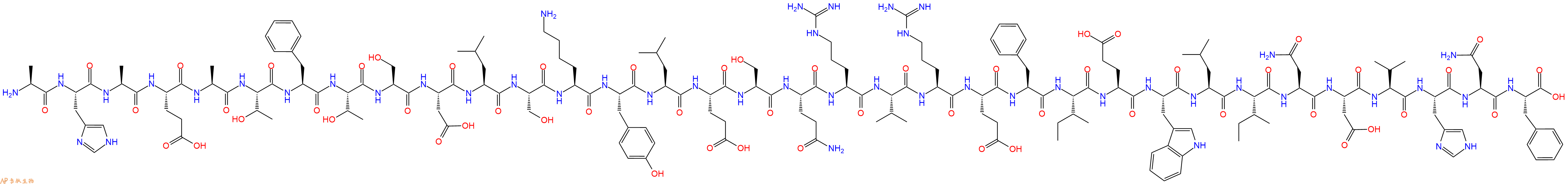 专肽生物产品H2N-Ala-His-Ala-Glu-Ala-Thr-Phe-Thr-Ser-Asp-Leu-Ser-Lys-Tyr-Leu-Glu-Ser-Gln-Arg-Val-Arg-Glu-Phe-Ile-Glu-Trp-Leu-Ile-Asn-Asp-Val-His-Asn-Phe-OH