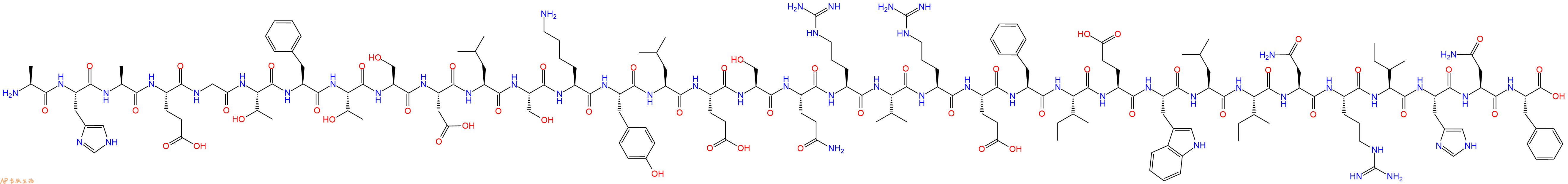 专肽生物产品H2N-Ala-His-Ala-Glu-Gly-Thr-Phe-Thr-Ser-Asp-Leu-Ser-Lys-Tyr-Leu-Glu-Ser-Gln-Arg-Val-Arg-Glu-Phe-Ile-Glu-Trp-Leu-Ile-Asn-Arg-Ile-His-Asn-Phe-OH