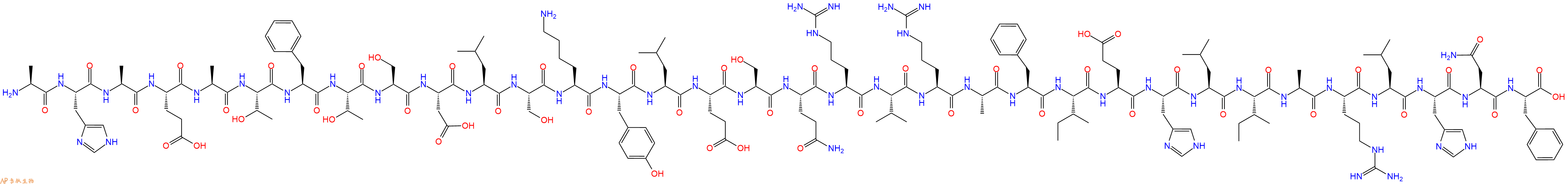 专肽生物产品H2N-Ala-His-Ala-Glu-Ala-Thr-Phe-Thr-Ser-Asp-Leu-Ser-Lys-Tyr-Leu-Glu-Ser-Gln-Arg-Val-Arg-Ala-Phe-Ile-Glu-His-Leu-Ile-Ala-Arg-Leu-His-Asn-Phe-OH
