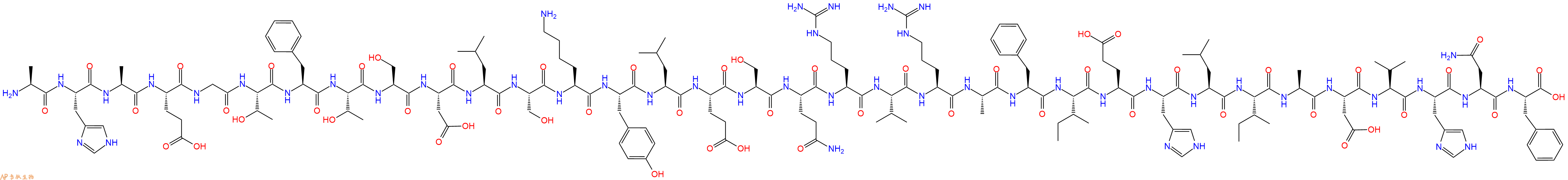 专肽生物产品H2N-Ala-His-Ala-Glu-Gly-Thr-Phe-Thr-Ser-Asp-Leu-Ser-Lys-Tyr-Leu-Glu-Ser-Gln-Arg-Val-Arg-Ala-Phe-Ile-Glu-His-Leu-Ile-Ala-Asp-Val-His-Asn-Phe-OH