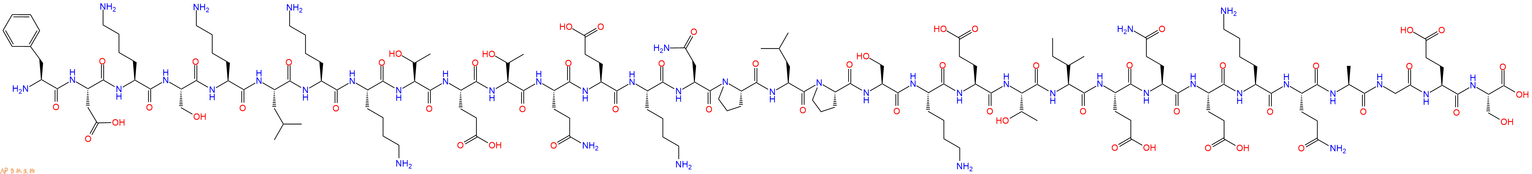 专肽生物产品H2N-Phe-Asp-Lys-Ser-Lys-Leu-Lys-Lys-Thr-Glu-Thr-Gln-Glu-Lys-Asn-Pro-Leu-Pro-Ser-Lys-Glu-Thr-Ile-Glu-Gln-Glu-Lys-Gln-Ala-Gly-Glu-Ser-OH