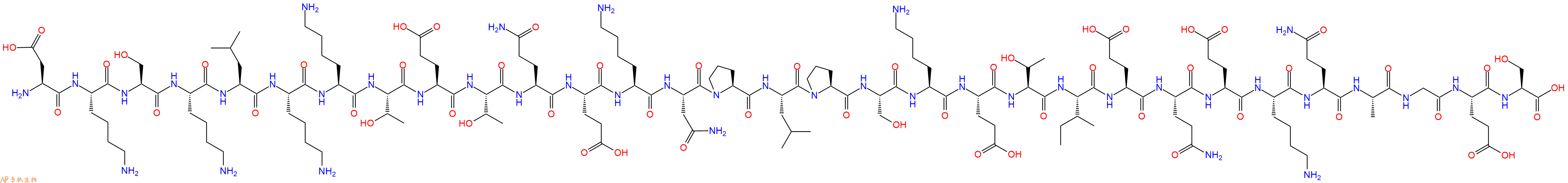 专肽生物产品H2N-Asp-Lys-Ser-Lys-Leu-Lys-Lys-Thr-Glu-Thr-Gln-Glu-Lys-Asn-Pro-Leu-Pro-Ser-Lys-Glu-Thr-Ile-Glu-Gln-Glu-Lys-Gln-Ala-Gly-Glu-Ser-OH