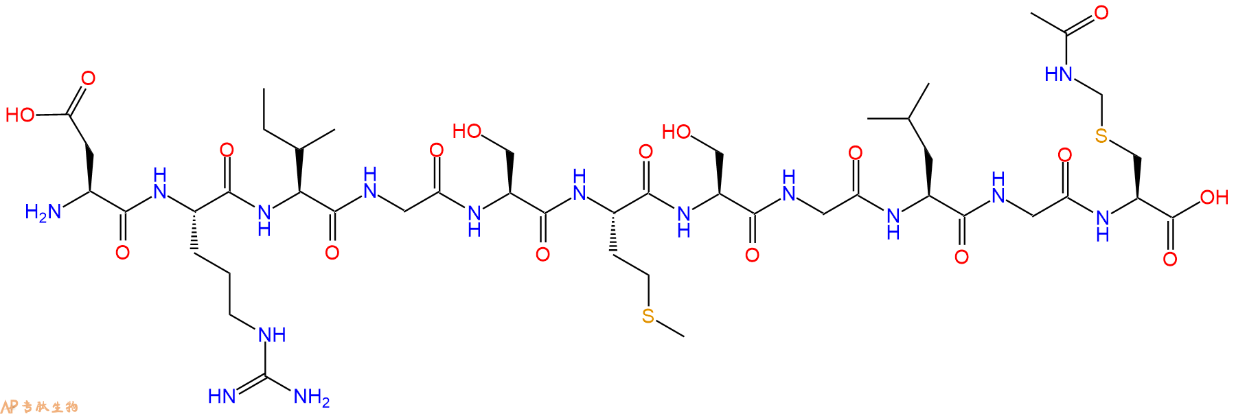 专肽生物产品H2N-Asp-Arg-Ile-Gly-Ser-Met-Ser-Gly-Leu-Gly-Cys(Acm)-OH