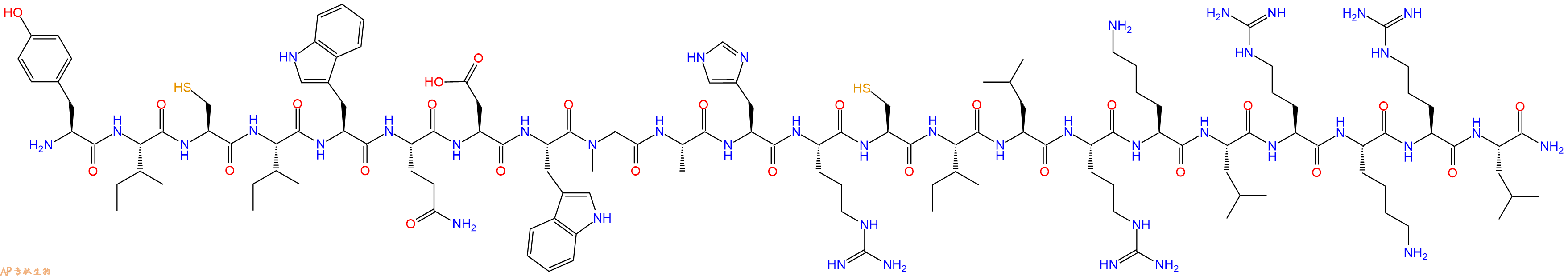 专肽生物产品H2N-Tyr-Ile-Cys-Ile-Trp-Gln-Asp-Trp-Sar-Ala-His-Arg-Cys-Ile-Leu-Arg-Lys-Leu-Arg-Lys-Arg-Leu-CONH2