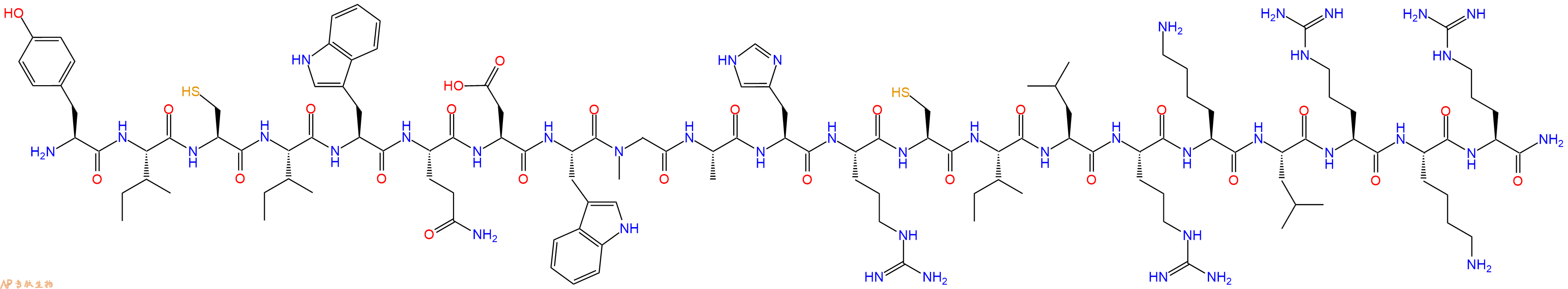 专肽生物产品H2N-Tyr-Ile-Cys-Ile-Trp-Gln-Asp-Trp-Sar-Ala-His-Arg-Cys-Ile-Leu-Arg-Lys-Leu-Arg-Lys-Arg-CONH2