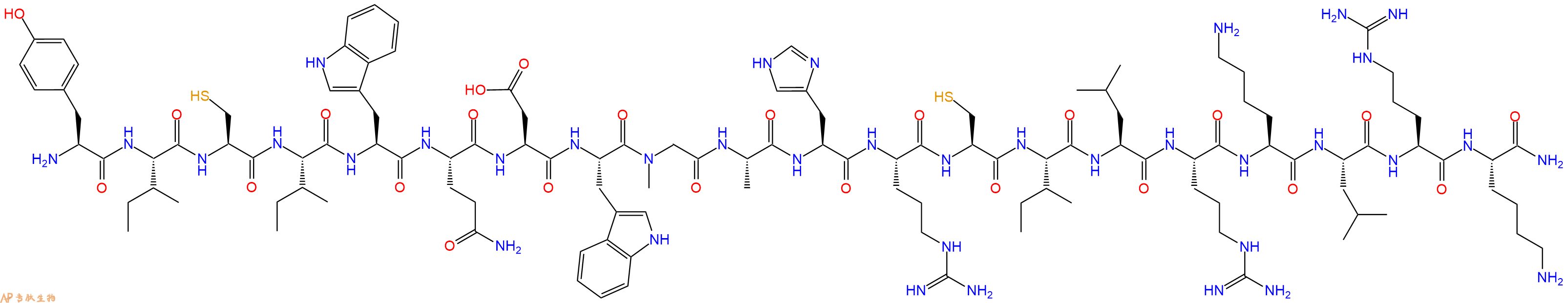 专肽生物产品H2N-Tyr-Ile-Cys-Ile-Trp-Gln-Asp-Trp-Sar-Ala-His-Arg-Cys-Ile-Leu-Arg-Lys-Leu-Arg-Lys-CONH2
