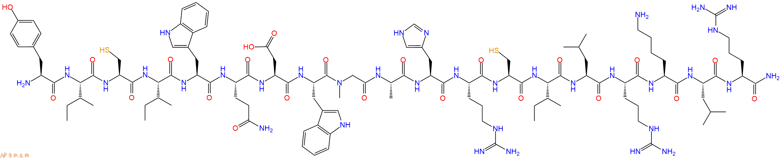 专肽生物产品H2N-Tyr-Ile-Cys-Ile-Trp-Gln-Asp-Trp-Sar-Ala-His-Arg-Cys-Ile-Leu-Arg-Lys-Leu-Arg-CONH2