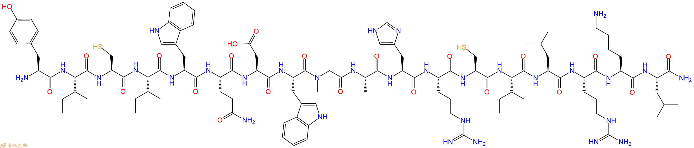 专肽生物产品H2N-Tyr-Ile-Cys-Ile-Trp-Gln-Asp-Trp-Sar-Ala-His-Arg-Cys-Ile-Leu-Arg-Lys-Leu-CONH2