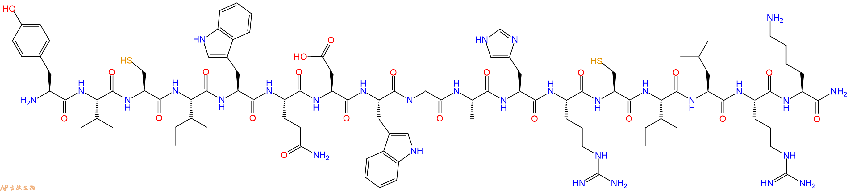 专肽生物产品H2N-Tyr-Ile-Cys-Ile-Trp-Gln-Asp-Trp-Sar-Ala-His-Arg-Cys-Ile-Leu-Arg-Lys-CONH2