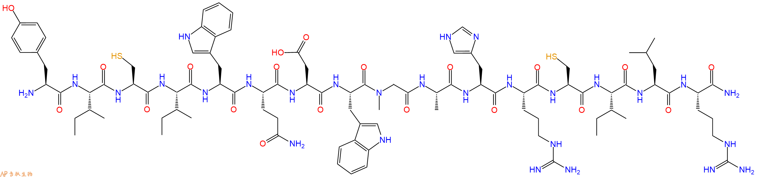 专肽生物产品H2N-Tyr-Ile-Cys-Ile-Trp-Gln-Asp-Trp-Sar-Ala-His-Arg-Cys-Ile-Leu-Arg-CONH2