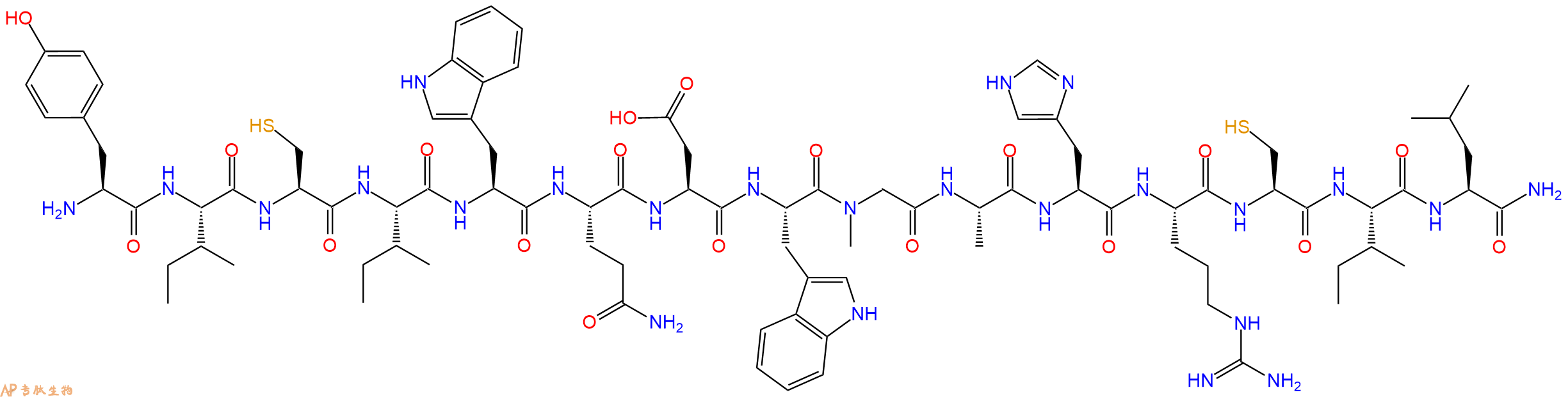 专肽生物产品H2N-Tyr-Ile-Cys-Ile-Trp-Gln-Asp-Trp-Sar-Ala-His-Arg-Cys-Ile-Leu-CONH2