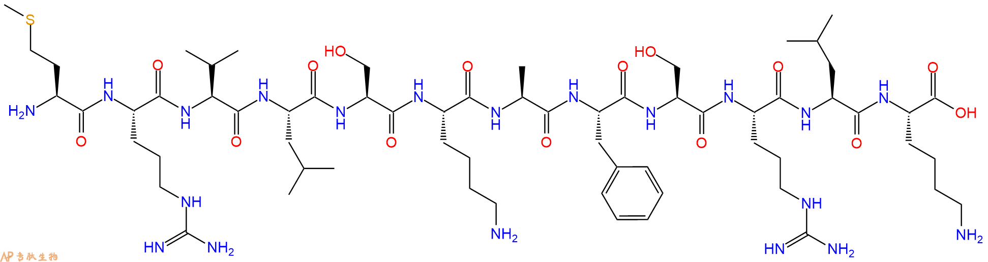 专肽生物产品H2N-Met-Arg-Val-Leu-Ser-Lys-Ala-Phe-Ser-Arg-Leu-Lys-OH