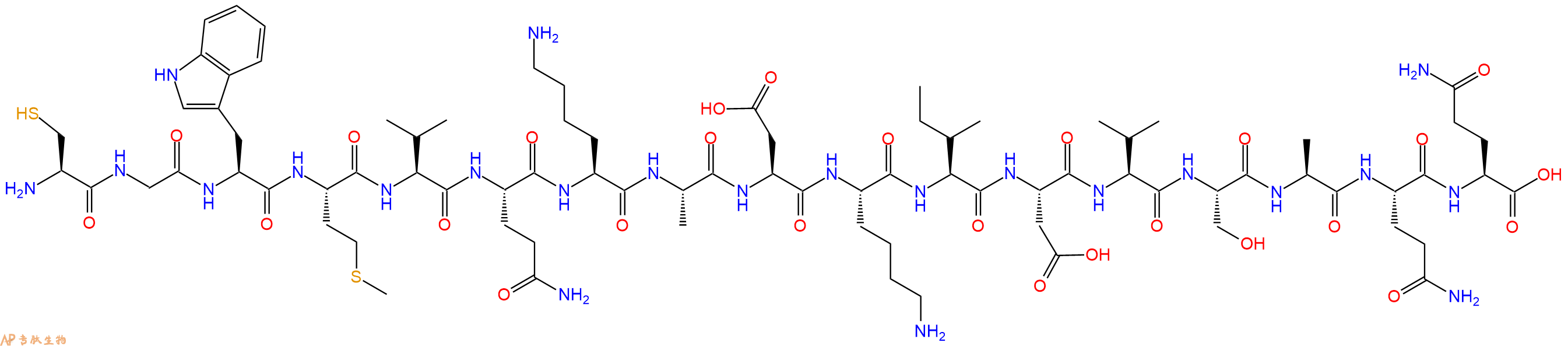 专肽生物产品H2N-Cys-Gly-Trp-Met-Val-Gln-Lys-Ala-Asp-Lys-Ile-Asp-Val-Ser-Ala-Gln-Gln-OH