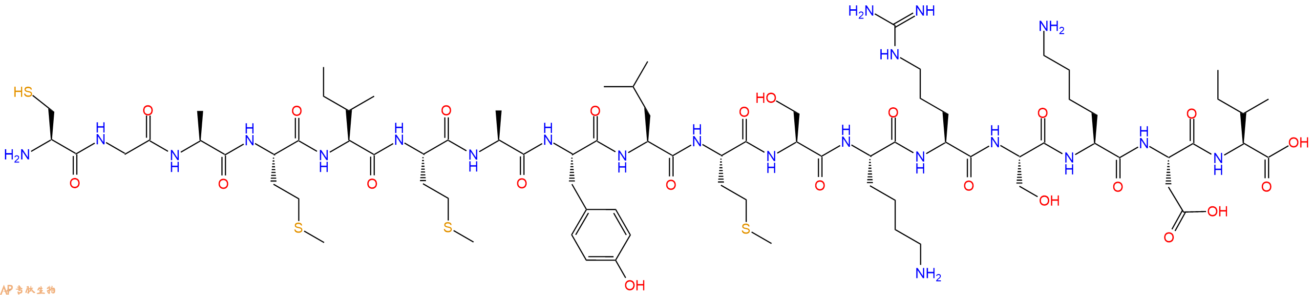 专肽生物产品H2N-Cys-Gly-Ala-Met-Ile-Met-Ala-Tyr-Leu-Met-Ser-Lys-Arg-Ser-Lys-Asp-Ile-OH