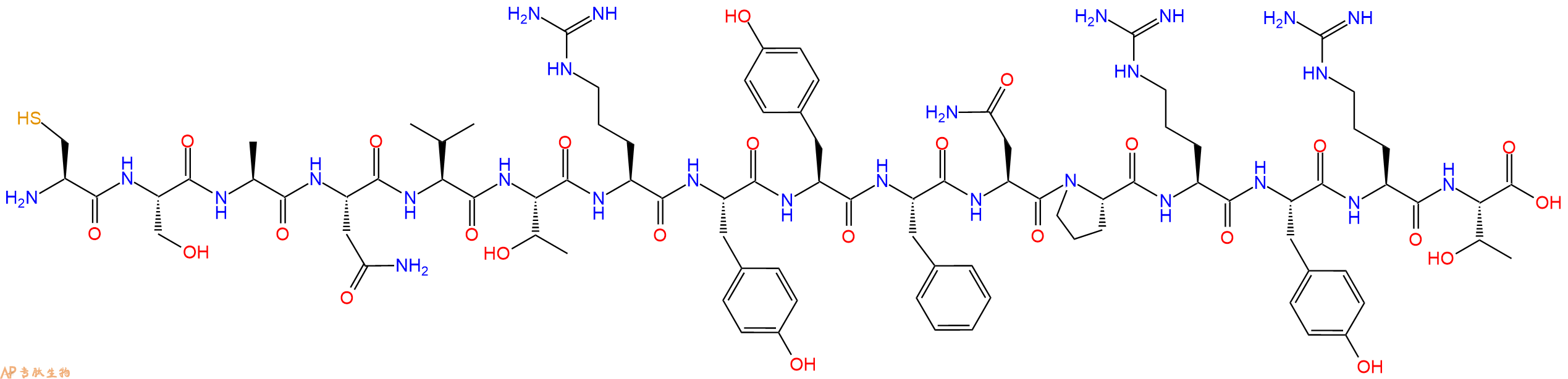 专肽生物产品H2N-Cys-Ser-Ala-Asn-Val-Thr-Arg-Tyr-Tyr-Phe-Asn-Pro-Arg-Tyr-Arg-Thr-OH