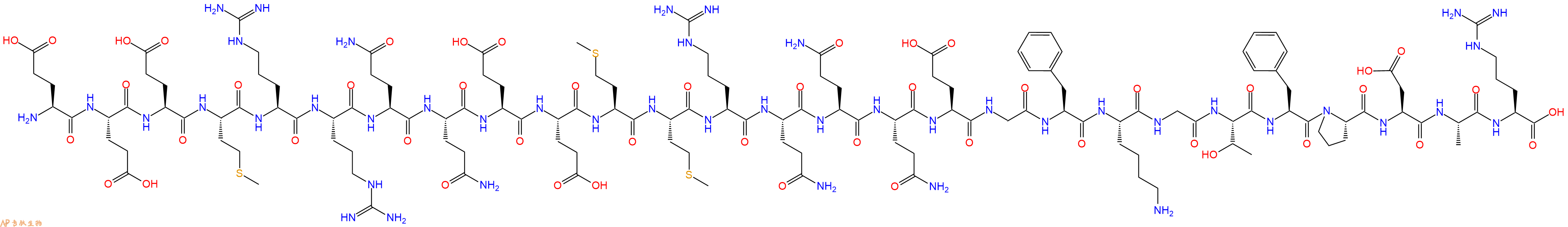 专肽生物产品H2N-Glu-Glu-Glu-Met-Arg-Arg-Gln-Gln-Glu-Glu-Met-Met-Arg-Gln-Gln-Gln-Glu-Gly-Phe-Lys-Gly-Thr-Phe-Pro-Asp-Ala-Arg-OH