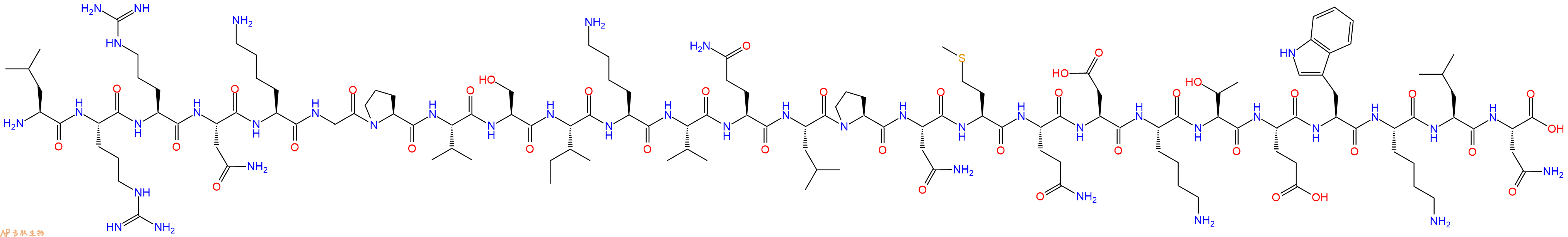 专肽生物产品H2N-Leu-Arg-Arg-Asn-Lys-Gly-Pro-Val-Ser-Ile-Lys-Val-Gln-Leu-Pro-Asn-Met-Gln-Asp-Lys-Thr-Glu-Trp-Lys-Leu-Asn-OH