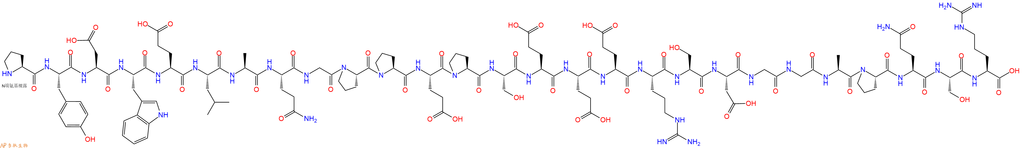 专肽生物产品H2N-Pro-Tyr-Asp-Trp-Glu-Leu-Ala-Gln-Gly-Pro-Pro-Glu-Pro-Ser-Glu-Glu-Glu-Arg-Ser-Asp-Gly-Gly-Ala-Pro-Gln-Ser-Arg-OH