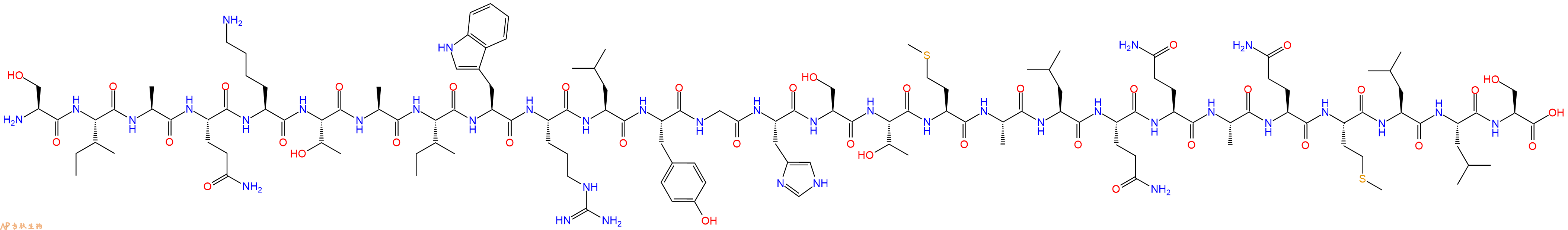 专肽生物产品H2N-Ser-Ile-Ala-Gln-Lys-Thr-Ala-Ile-Trp-Arg-Leu-Tyr-Gly-His-Ser-Thr-Met-Ala-Leu-Gln-Gln-Ala-Gln-Met-Leu-Leu-Ser-OH