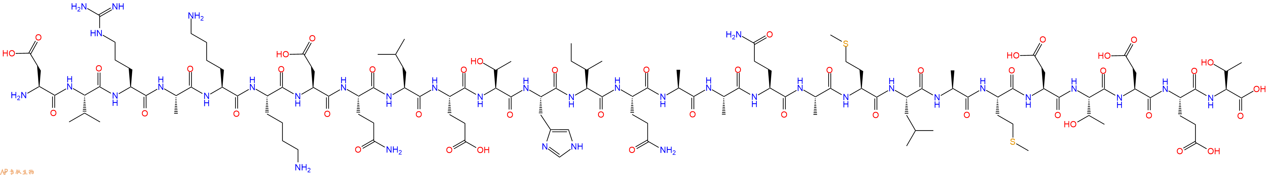 专肽生物产品H2N-Asp-Val-Arg-Ala-Lys-Lys-Asp-Gln-Leu-Glu-Thr-His-Ile-Gln-Ala-Ala-Gln-Ala-Met-Leu-Ala-Met-Asp-Thr-Asp-Glu-Thr-OH