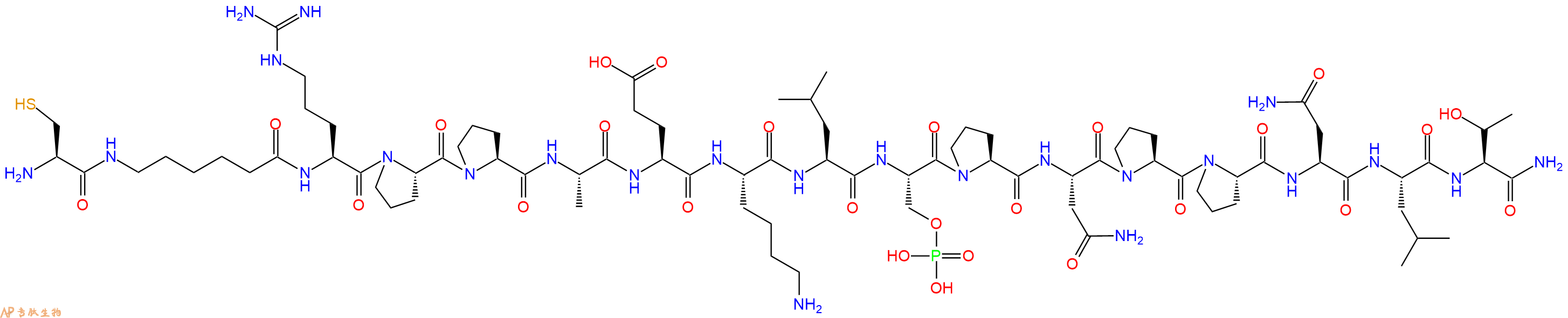 专肽生物产品H2N-Cys-Ahx-Arg-Pro-Pro-Ala-Glu-Lys-Leu-Ser(PO3H2)-Pro-Asn-Pro-Pro-Asn-Leu-Thr-CONH2