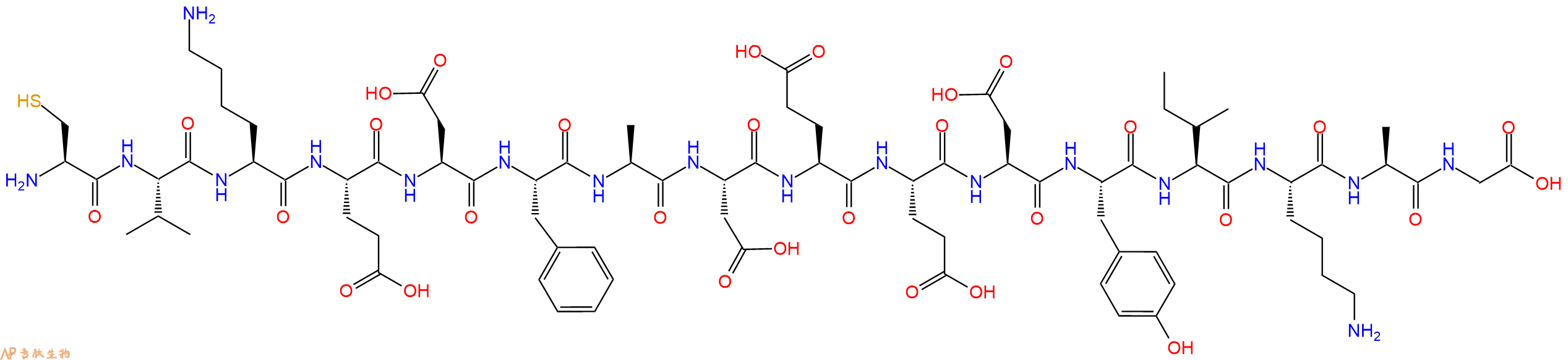 专肽生物产品H2N-Cys-Val-Lys-Glu-Asp-Phe-Ala-Asp-Glu-Glu-Asp-Tyr-Ile-Lys-Ala-Gly-OH