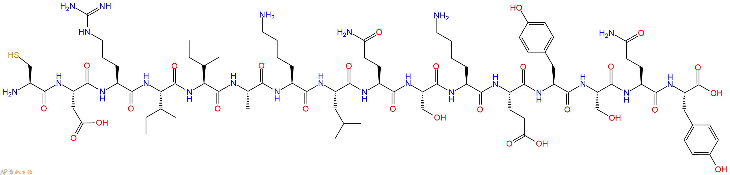 专肽生物产品H2N-Cys-Asp-Arg-Ile-Ile-Ala-Lys-Leu-Gln-Ser-Lys-Glu-Tyr-Ser-Gln-Tyr-OH