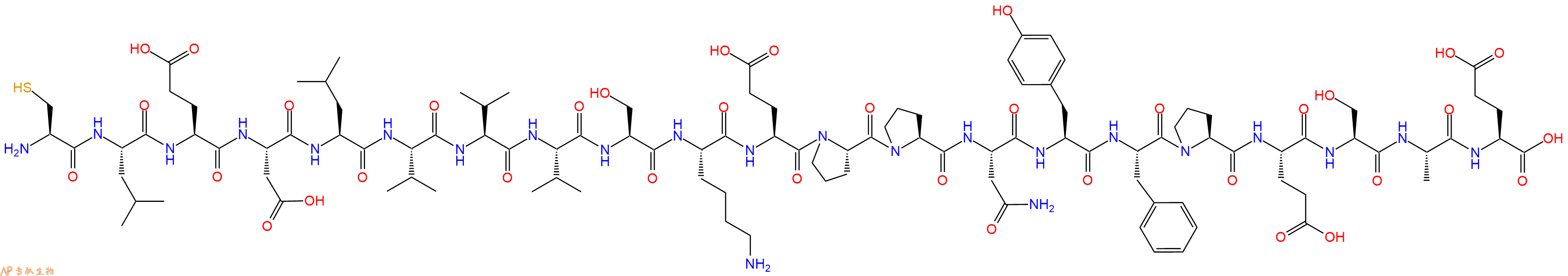 专肽生物产品H2N-Cys-Leu-Glu-Asp-Leu-Val-Val-Val-Ser-Lys-Glu-Pro-Pro-Asn-Tyr-Phe-Pro-Glu-Ser-Ala-Glu-OH