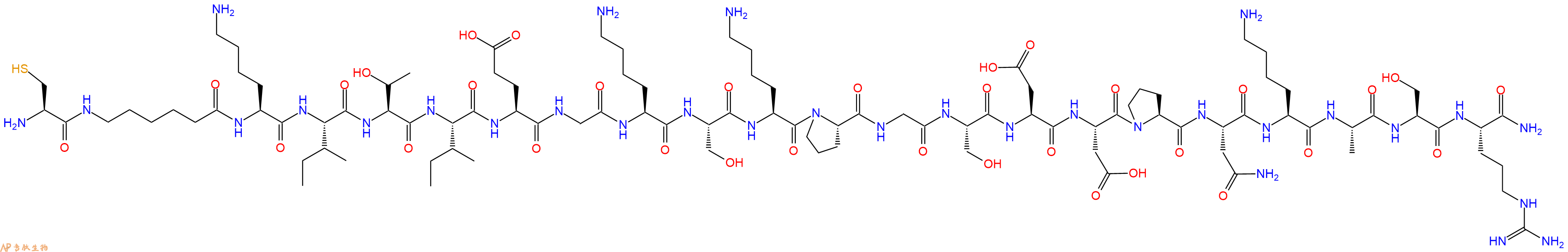 专肽生物产品H2N-Cys-Ahx-Lys-Ile-Thr-Ile-Glu-Gly-Lys-Ser-Lys-Pro-Gly-Ser-Asp-Asp-Pro-Asn-Lys-Ala-Ser-Arg-CONH2