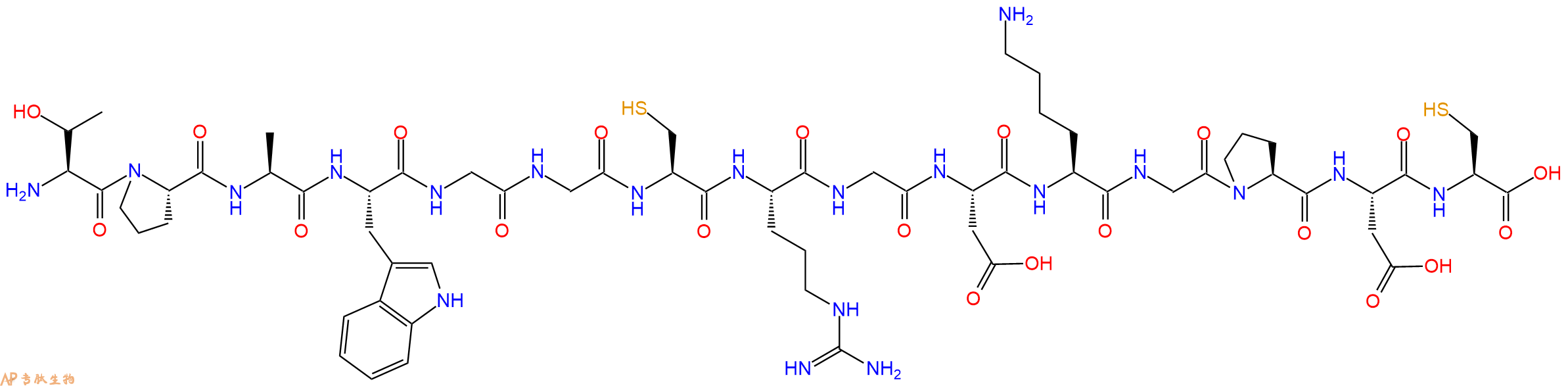 专肽生物产品H2N-Thr-Pro-Ala-Trp-Gly-Gly-Cys-Arg-Gly-Asp-Lys-Gly-Pro-Asp-Cys-OH