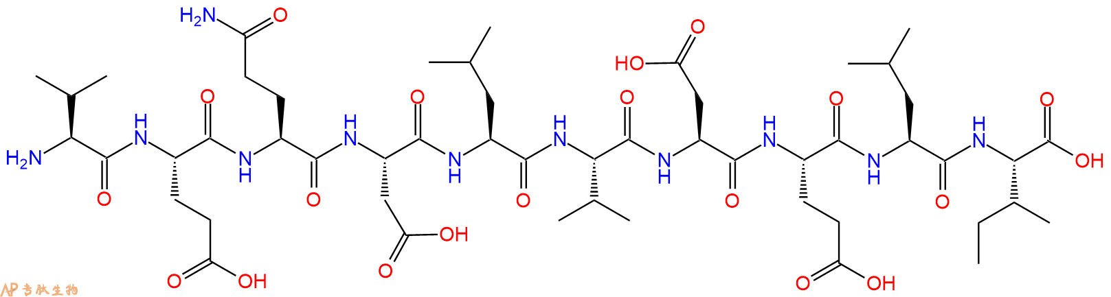 专肽生物产品H2N-Val-Glu-Gln-Asp-Leu-Val-Asp-Glu-Leu-Ile-OH