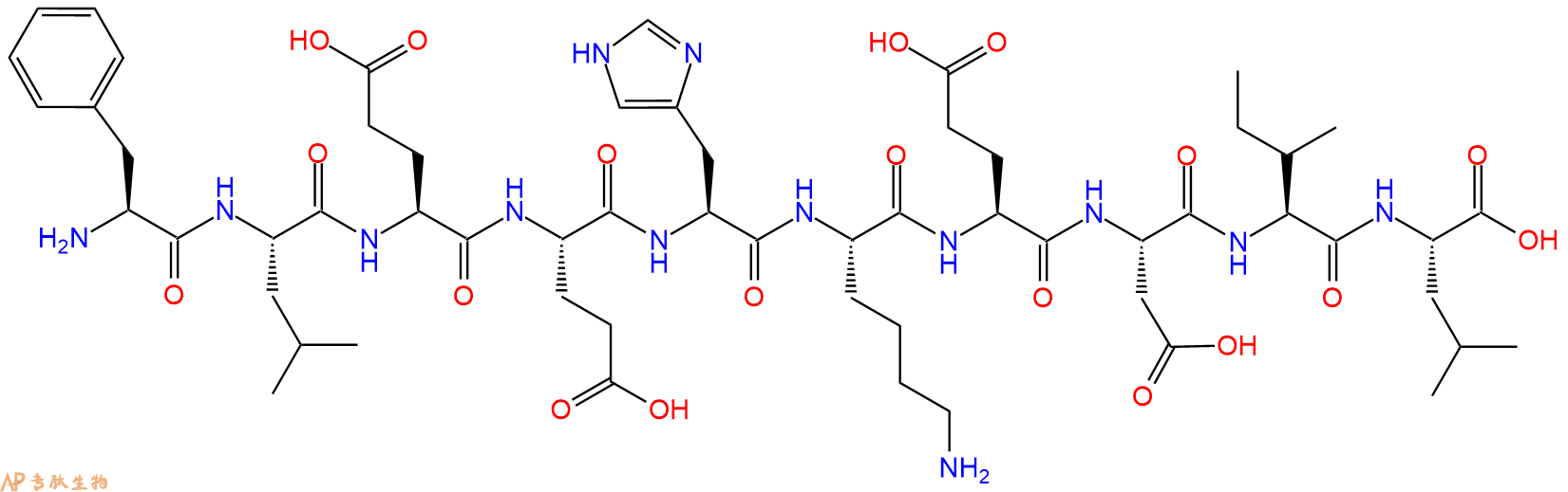 专肽生物产品H2N-Phe-Leu-Glu-Glu-His-Lys-Glu-Asp-Ile-Leu-OH