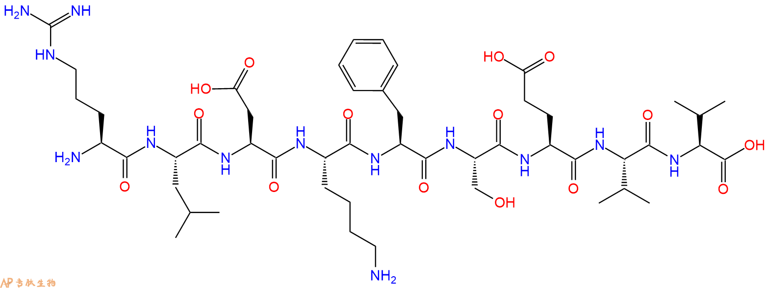 专肽生物产品H2N-Arg-Leu-Asp-Lys-Phe-Ser-Glu-Val-Val-OH
