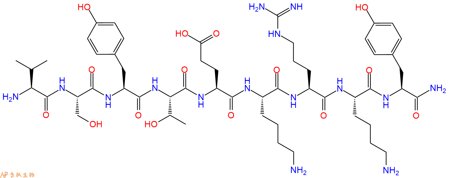 专肽生物产品H2N-Val-Ser-Tyr-Thr-Glu-Lys-Arg-Lys-Tyr-CONH2